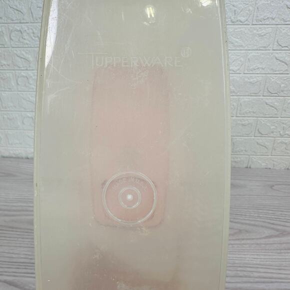Tupperware Vtg Store N Pour Super Cereal Keeper Pink White Large Flip Top Lid - Picture 7 of 7